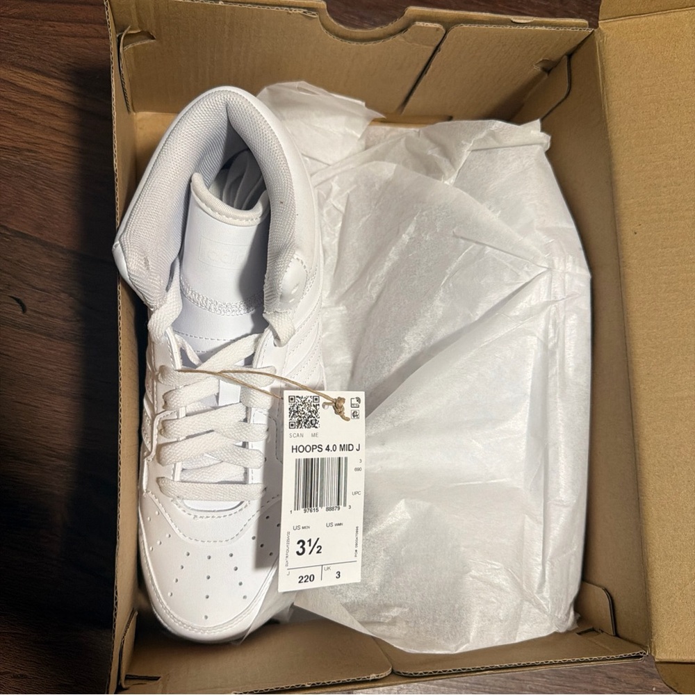 Adidas Kids Hoops 4.0 Mid White Sneakers